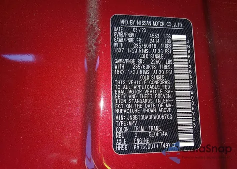 2023 Nissan Rogue Sv Fwd z USA, uszkodzony, nr VIN JN8BT3BA3PW006703